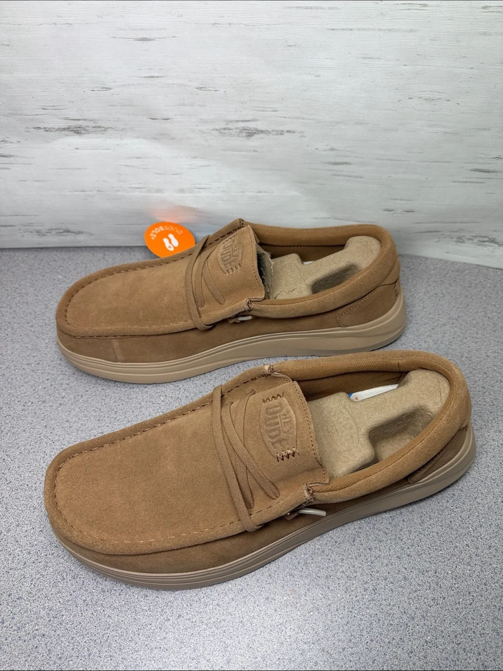 Hey Dude Men’s Suede Slip-On Loafers in Tan Brown